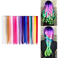Beauty7 20pcs 20 inches Set de 20 Colores Pelucas Lacio Trenzas Color Extensiones de Cabello Clip Sintético Hair…